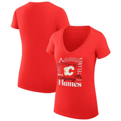 Calgary Flames - G-III 4Her by Carl Banks Women's Super-Slim Fit Lightweight Collage Team Graphic T-Shirt Red