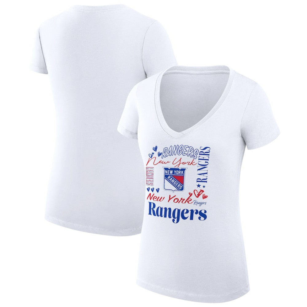 New York Rangers G-III 4Her by Carl Banks Women's Super-Slim Fit Lightweight Collage Team Graphic T-Shirt White