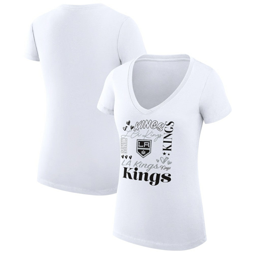 Los Angeles Kings - G-III 4Her by Carl Banks Women's Super-Slim Fit Lightweight Collage Team Graphic T-Shirt White
