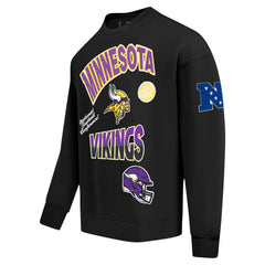 Minnesota Vikings Pro Standard Turn It Up Drop Shoulder Pullover Sweatshirt Black - NFL