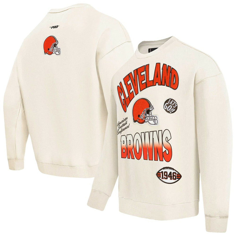 Cleveland Browns Pro Standard Turn It Up Pullover Sweatshirt Cream - NFL