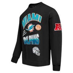 Miami Dolphins Pro Standard Turn It Up Drop Shoulder Pullover Sweatshirt Black - NFL
