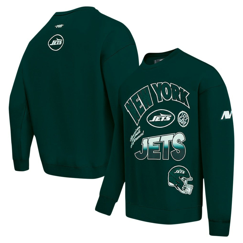 New York Jets Pro Standard Turn It Up Drop Shoulder Pullover Sweatshirt Green - NFL