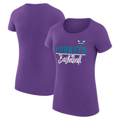 NBA - Charlotte Hornets G-III 4Her by Carl Banks Women's Super-Slim Fit Lightweight Team Sport V-Neck T-Shirt - Purple