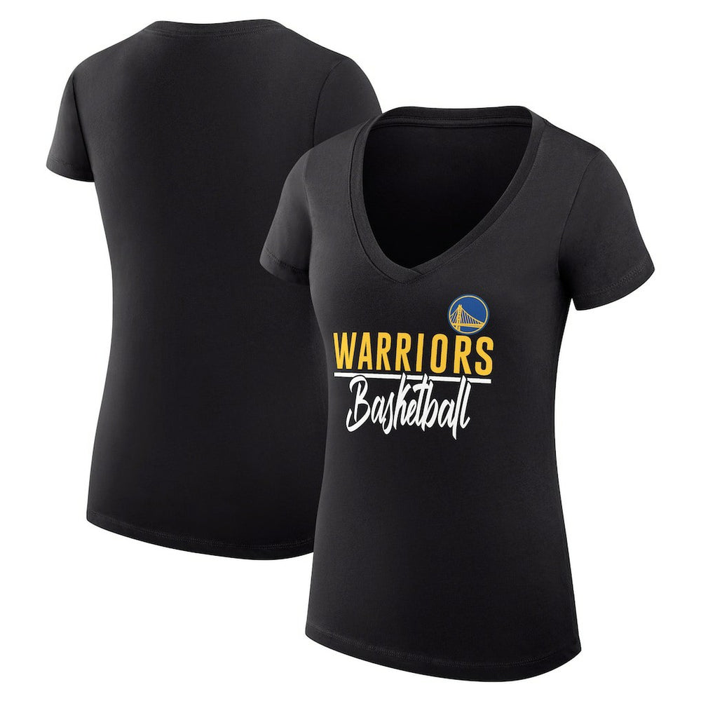 NBA - Golden State Warriors G-III 4Her by Carl Banks Women's Super-Slim Fit Lightweight Team Sport V-Neck T-Shirt - Black