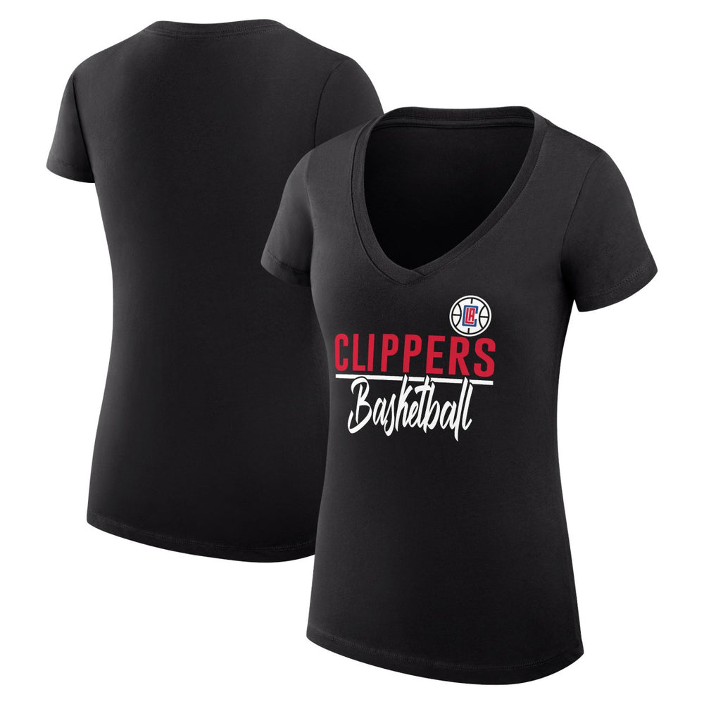 NBA - LA Clippers G-III 4Her by Carl Banks Women's Super-Slim Fit Lightweight Team Sport V-Neck T-Shirt - Black