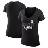 NBA - LA Clippers G-III 4Her by Carl Banks Women's Super-Slim Fit Lightweight Team Sport V-Neck T-Shirt - Black
