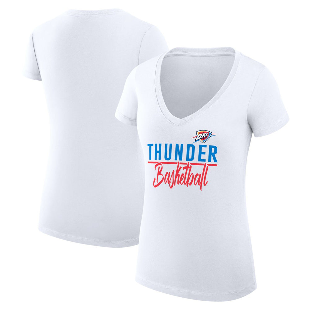 NBA - Oklahoma City Thunder G-III 4Her by Carl Banks Women's Super-Slim Fit Lightweight Team Sport V-Neck T-Shirt - White