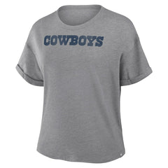 Dallas Cowboys Women's Swing Pass Tri-Blend Boxy T-Shirt Heather Gray - Fanatics