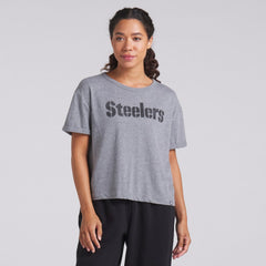 Pittsburgh Steelers Women's Swing Pass Tri-Blend Boxy T-Shirt Heather Gray - Fanatics
