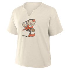 Cleveland Browns Women's Trick Play Slub Boxy T-Shirt Cream - Fanatics
