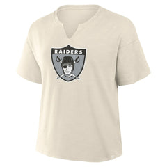Las Vegas Raiders Women's Trick Play Slub Boxy T-Shirt Cream - Fanatics