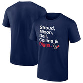 Houston Texans Stroud, Mixon, Dell, Collins & Diggs T-Shirt Navy - NFL
