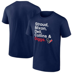 Houston Texans Stroud, Mixon, Dell, Collins & Diggs T-Shirt Navy - NFL