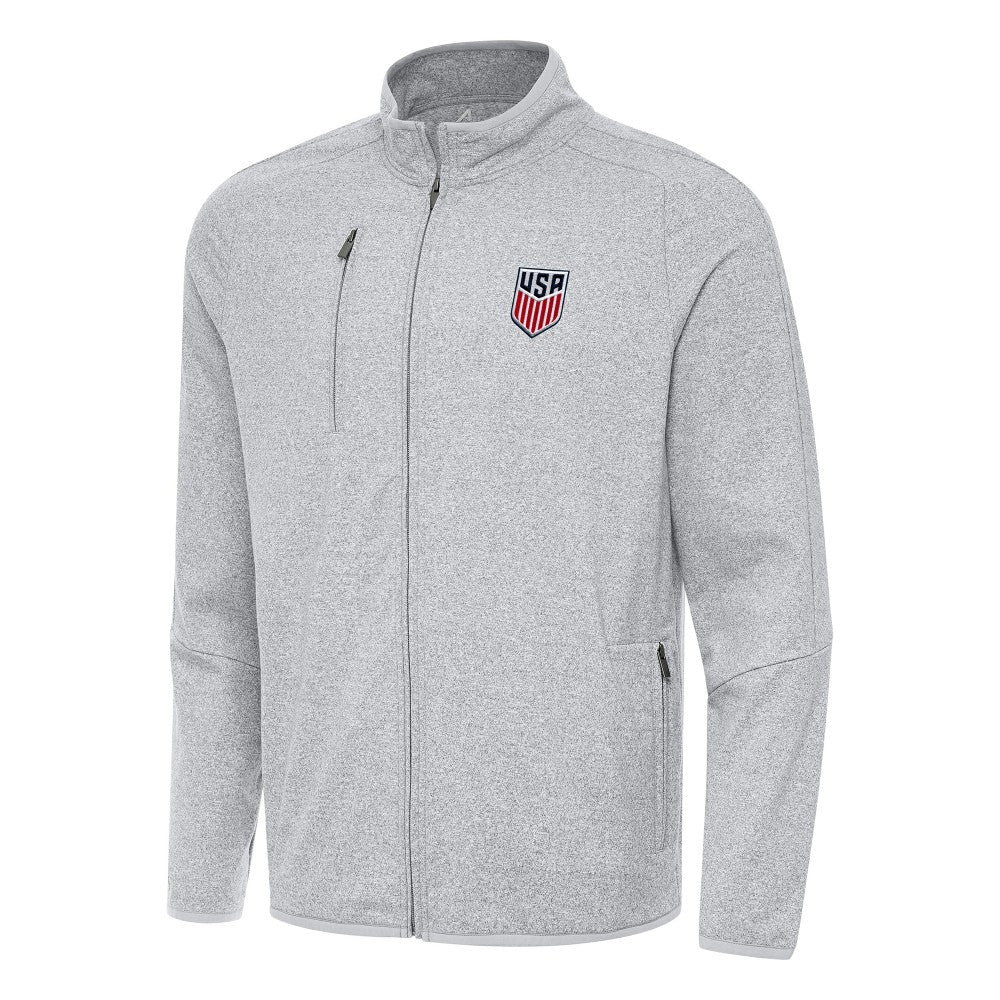 USMNT Antigua Hold-Up Tri-Blend Full-Zip Jacket - Heather Gray