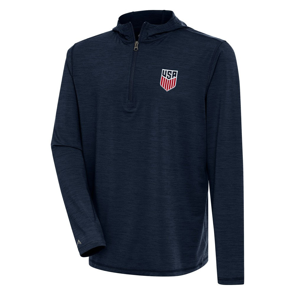 USMNT Antigua Tidy Quarter-Zip Hoodie - Heather Navy