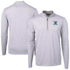 Carolina Panthers Cutter & Buck Virtue Eco Pique Micro Stripe Recycled Quarter-Zip Jacket Gray - NFL