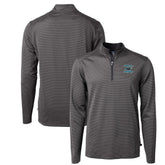 Carolina Panthers Cutter & Buck Virtue Eco Pique Micro Stripe Recycled Quarter-Zip Jacket Black - NFL