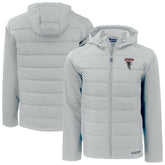 Atlanta Falcons Cutter & Buck Evoke Hybrid Eco Softshell Recycled Full-Zip Hoodie Jacket Light Gray - NFL