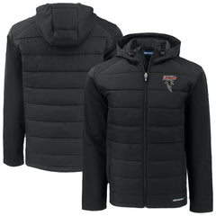Atlanta Falcons Cutter & Buck Evoke Hybrid Eco Softshell Recycled Full-Zip Hoodie Jacket Black - NFL