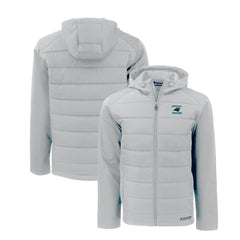 Carolina Panthers Cutter & Buck Evoke Hybrid Eco Softshell Recycled Full-Zip Hoodie Jacket Light Gray - NFL