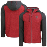 Atlanta Falcons Cutter & Buck Mainsail Hoodie Raglan Full-Zip Jacket Heather Red - NFL