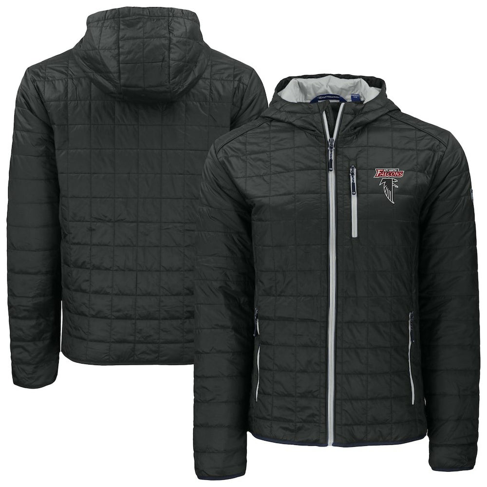 Atlanta Falcons Cutter & Buck Rainier PrimaLoft Eco Insulated Full-Zip Puffer Jacket Black - NFL