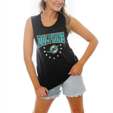 Miami Dolphins Gameday Couture Women's Baby You're A Star Racerback Scoop Neck Tapered Tank Top Black - NFL