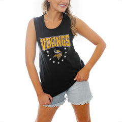 Minnesota Vikings Gameday Couture Women's Baby You're A Star Racerback Scoop Neck Tapered Tank Top Black - NFL