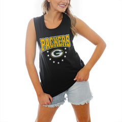 Green Bay Packers Gameday Couture Women's Baby You're A Star Racerback Scoop Neck Tapered Tank Top Black - NFL