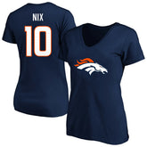 Bo Nix Denver Broncos Women's Plus Size Name & Number V-Neck T-Shirt Navy - Fanatics