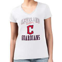 Cleveland Guardians G-III 4Her by Carl Banks Women's Super-Slim Fit Lightweight Team Logo Graphic V-Neck T-Shirt Lifestyle