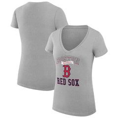 Boston Red Sox G-III 4Her by Carl Banks Women's Super-Slim Fit Lightweight Team Logo Graphic V-Neck T-Shirt Clearance