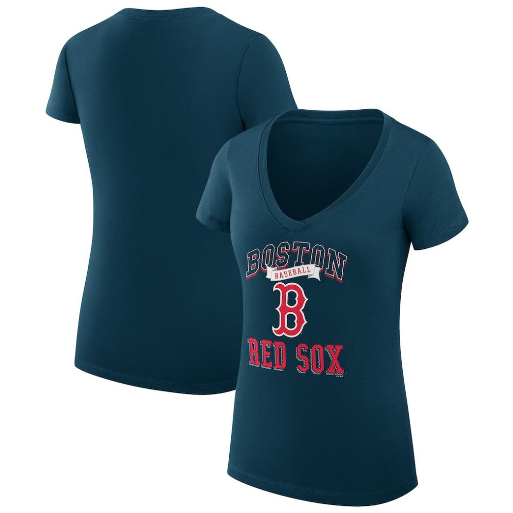 Boston Red Sox G-III 4Her by Carl Banks Women's Super-Slim Fit Lightweight Team Logo Graphic V-Neck T-Shirt Lifestyle
