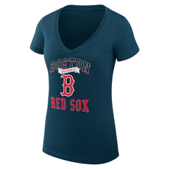 Boston Red Sox G-III 4Her by Carl Banks Women's Super-Slim Fit Lightweight Team Logo Graphic V-Neck T-Shirt Lifestyle