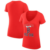 Boston Red Sox G-III 4Her by Carl Banks Women's Super-Slim Fit Lightweight Team Logo Graphic V-Neck T-Shirt On Sale