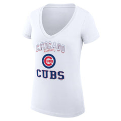 Chicago Cubs G-III 4Her by Carl Banks Women's Super-Slim Fit Lightweight Team Logo Graphic V-Neck T-Shirt Sale