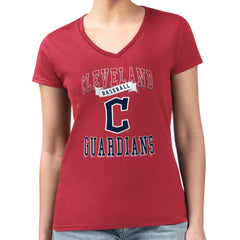 Cleveland Guardians G-III 4Her by Carl Banks Women's Super-Slim Fit Lightweight Team Logo Graphic V-Neck T-Shirt discount