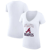 Atlanta Braves G-III 4Her by Carl Banks Women's Super-Slim Fit Lightweight Team Logo Graphic V-Neck T-Shirt Clearance
