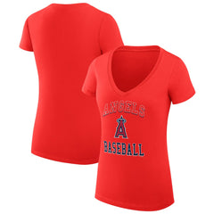 Los Angeles Angels G-III 4Her by Carl Banks Women's Super-Slim Fit Lightweight Team Logo Graphic V-Neck T-Shirt Lifestyle