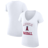 Los Angeles Angels G-III 4Her by Carl Banks Women's Super-Slim Fit Lightweight Team Logo Graphic V-Neck T-Shirt Clearance