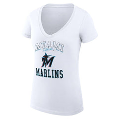 Miami Marlins G-III 4Her by Carl Banks Women's Super-Slim Fit Lightweight Team Logo Graphic V-Neck T-Shirt Clearance