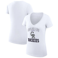 Colorado Rockies G-III 4Her by Carl Banks Women's Super-Slim Fit Lightweight Team Logo Graphic V-Neck T-Shirt Lifestyle