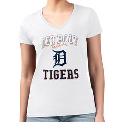Detroit Tigers G-III 4Her by Carl Banks Women's Super-Slim Fit Lightweight Team Logo Graphic V-Neck T-Shirt Clearance