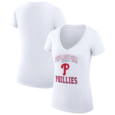 Philadelphia Phillies G-III 4Her by Carl Banks Women's Super-Slim Fit Lightweight Team Logo Graphic V-Neck T-Shirt On Sale