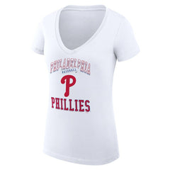 Philadelphia Phillies G-III 4Her by Carl Banks Women's Super-Slim Fit Lightweight Team Logo Graphic V-Neck T-Shirt On Sale
