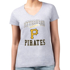 Pittsburgh Pirates G-III 4Her by Carl Banks Women's Super-Slim Fit Lightweight Team Logo Graphic V-Neck T-Shirt On Sale
