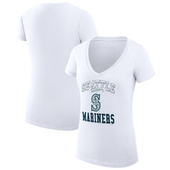 Seattle Mariners G-III 4Her by Carl Banks Women's Super-Slim Fit Lightweight Team Logo Graphic V-Neck T-Shirt Sale