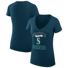 Seattle Mariners G-III 4Her by Carl Banks Women's Super-Slim Fit Lightweight Team Logo Graphic V-Neck T-Shirt for sale