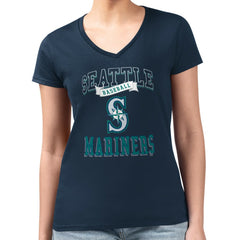 Seattle Mariners G-III 4Her by Carl Banks Women's Super-Slim Fit Lightweight Team Logo Graphic V-Neck T-Shirt for sale
